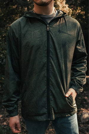 Unisex Topography Windbreaker – Lightweight Outdoor Jacket for Hiking & Backpacking